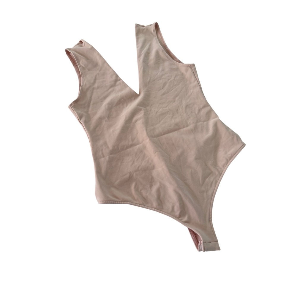 Intimately Free People Women Pink Deep V Neck Thong Bodysuit Size L OB504681